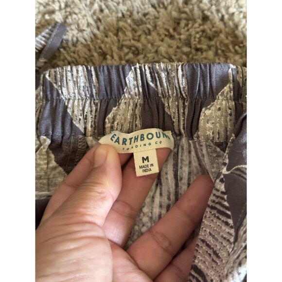 EARTHBOUND Geometric Pants Flare Bell Bottom Elastic Waist Boho Festival 28x29 M - Picture 9 of 14